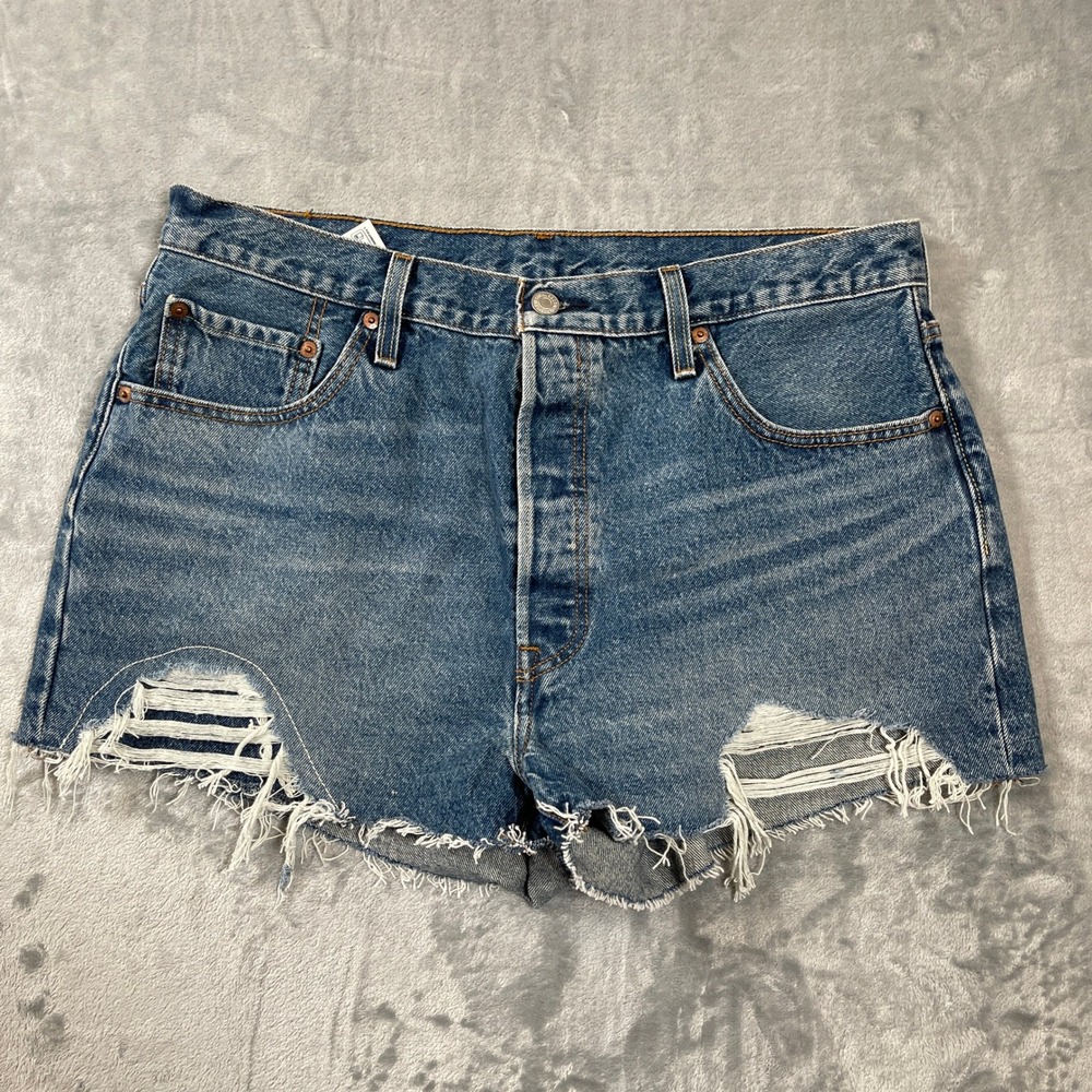 Levi's Distressed Blue Denim Jean Shorts